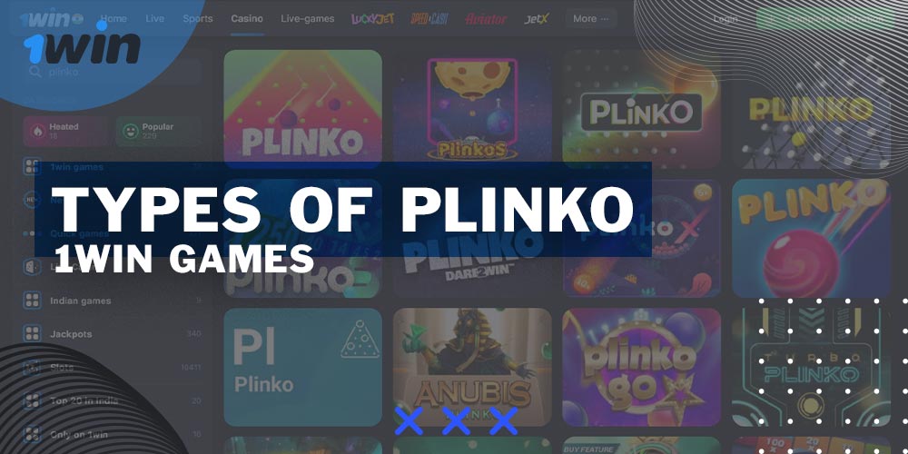 What variations of the Plinko game are available to players from India on the 1Win platform?